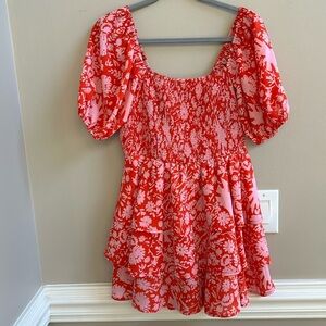 Entro Red and Pink Floral Romper